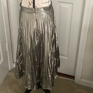 Shimmery pleated skirt.